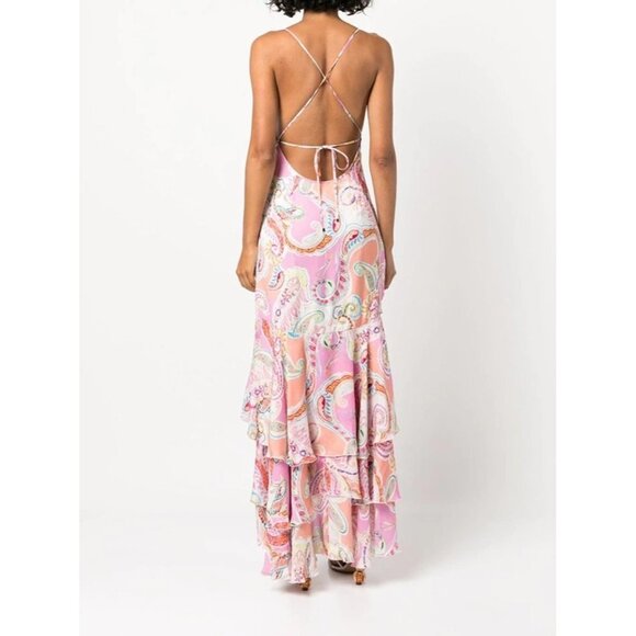 NWT Milly Women's Pink Edra Summer Ruffled Paisley-Print Dress in Pink Size 2 - Picture 2 of 13